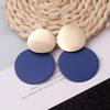 9Colors Double Round Wafer Drop Earrings for Women European American Colorful Geometry Metal Hyperbole Brincos Party Jewelry