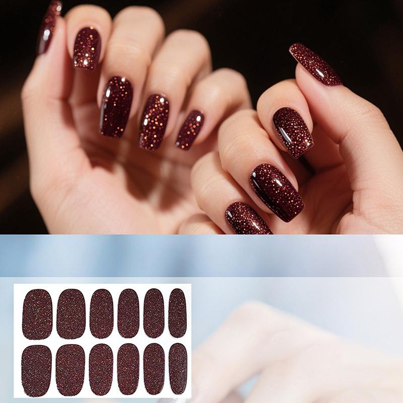 Gradient-Stil Nagellack-Aufkleber Set Selbstklebend Wasserdicht Glitzer Falsche Nagel-Aufkleber