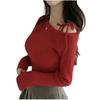 Koreanischer Frühherbst Damen Strickpullover Asymmetrischer Schlitzhals Hot Girl Style Bindedetail Strickoberteil