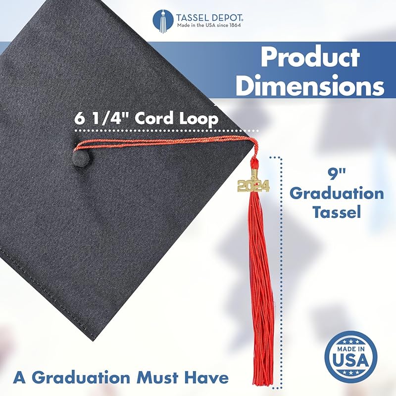 Tassel Depot 2024 Maroon Graduation Tassel - Every School Color Available - Made in USA 2024 малиновый