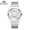 Men Square Quartz Wristwatch Stainless Steel Band Calendar Waterproof Business Male Gift Watch