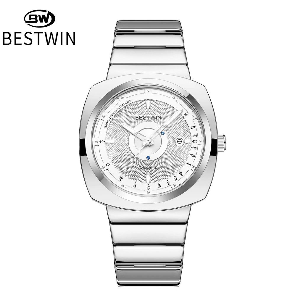 Men Square Quartz Wristwatch Stainless Steel Band Calendar Waterproof Business Male Gift Watch