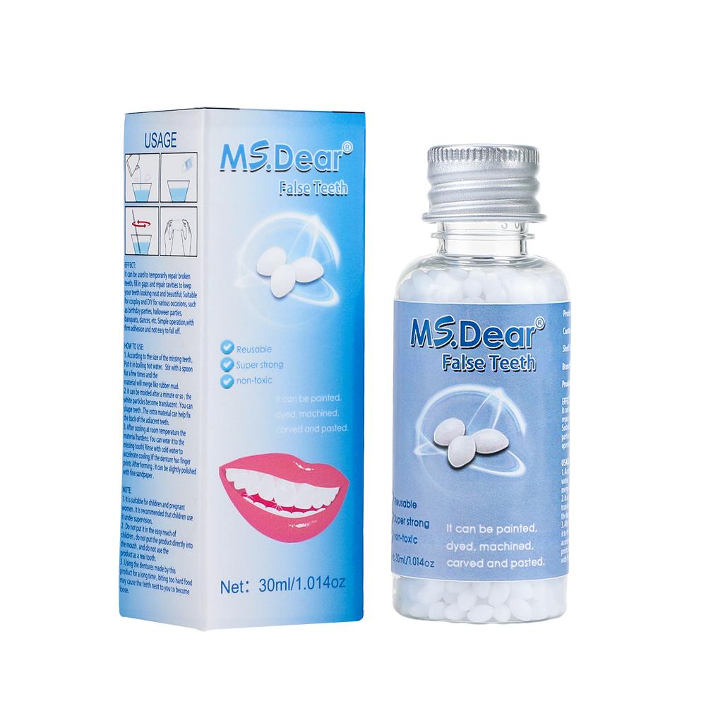 30ml Resin Temporary Tooth Repair Granules Teeth Gaps Missing Broken Tooth Filling Moldable Dentures Adhesive False Teeth Tools