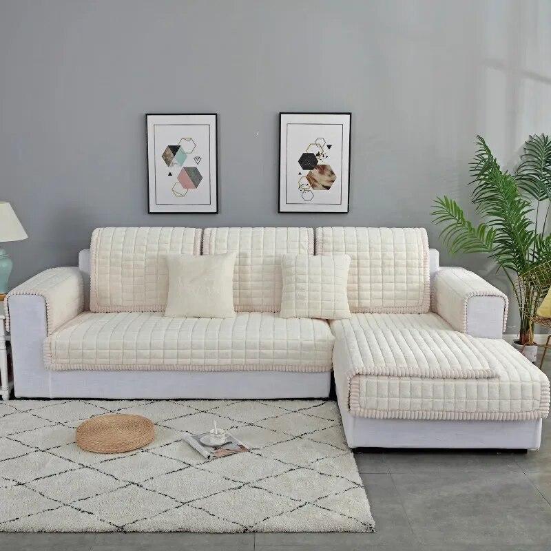 

Thicken Rabbit Plush Sofa Cover Winter Warm Anti-slip Couch Slipcover for Living Room Soft Comfortable 70x70cm 1pcs