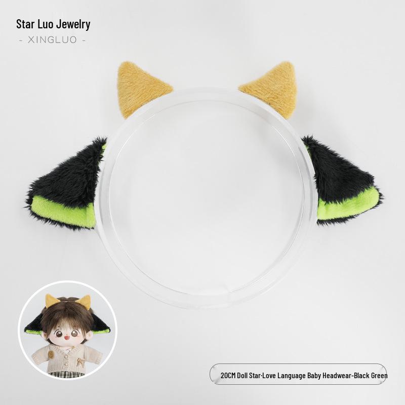 20cm Cute Plush Labubu Doll with Sheep Ears Headband