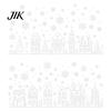 Office Sliding Door Decorations 4Pcs Christmas Static Window Clings, White Town House Snowflake Glass Stickers, Glue Free Stickers Reusable