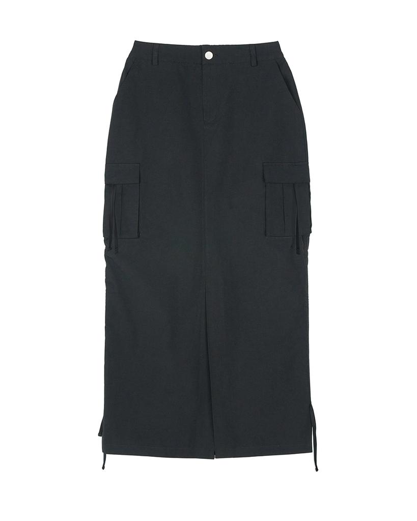 Fdr Side String Long Skirt Black