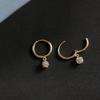 925 Silver Needle Crystal Zircon Golden Round Earrings Geometric Flower Rhinestones Hoop Classic Earrings Jewelry Party Gifts