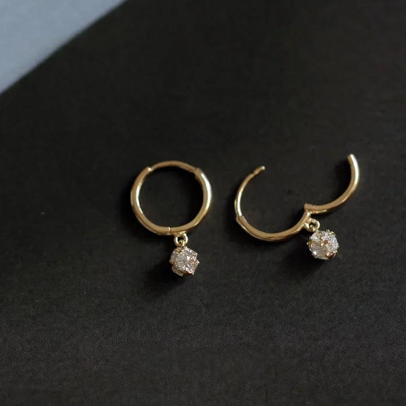 925 Silver Needle Crystal Zircon Golden Round Earrings Geometric Flower Rhinestones Hoop Classic Earrings Jewelry Party Gifts