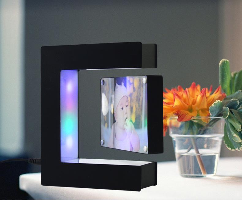 Magnetic Levitation Photo Frame - Luminous Desktop Ornament for Study or Bedroom, Perfect Suspended Holiday Gift.