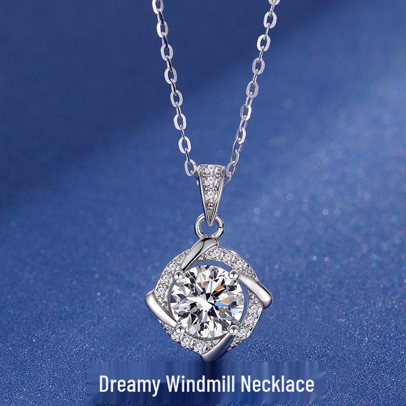 Collana Pendente in Argento Sterling S925 di Alta Gamma con Moissanite - Regalo Lussuoso per Lei