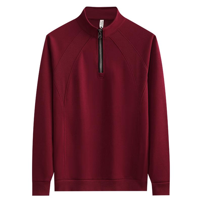 

Men s Trendy Half-Zip Patchwork Hoodie - Spring/Autumn Casual Base Layer with Stand-Up Collar XXL (140-155 Jin) вина червоного кольору