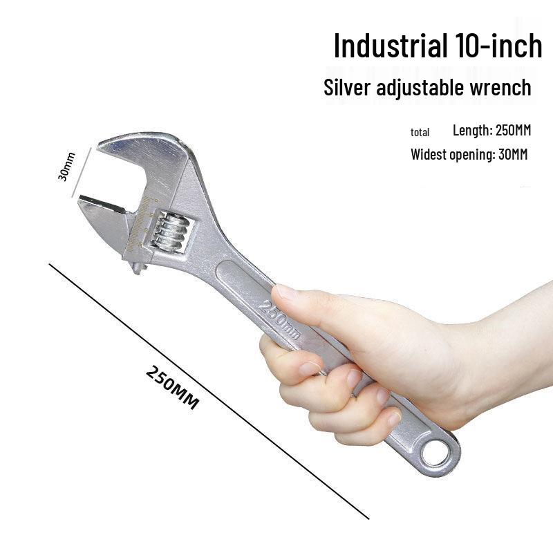 Industrial Grade Multifunctional Adjustable Wrench with Large Opening and Rubber Coating