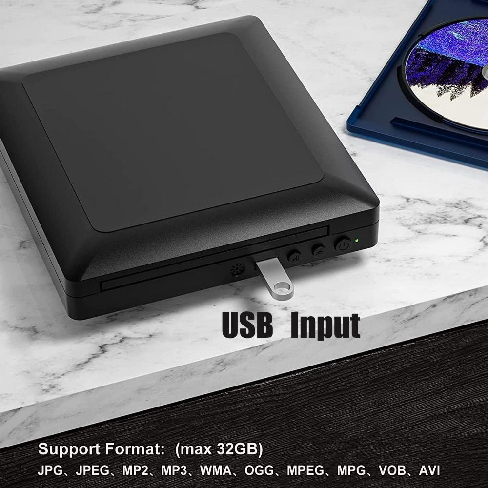 Mini HD DVD-Player, Heim-CD-Player, DVD-Player für TV, wird mit HDMI- und RCA-Audio-Video-Kabeln geliefert, aufrüstbar auf HD 1080p
