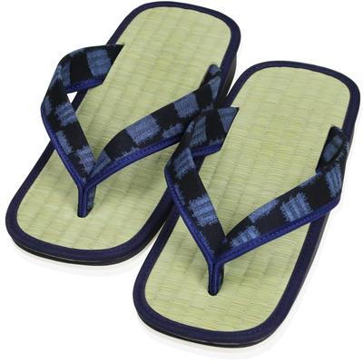 Morikuru Herren-Zori-Sandalen aus Igusa, Japan gefertigt, Einheitsgröße (Schuhgrößen 25,5-27,5cm), SG Wonder zone TK01-27, Marineblau/Kariert