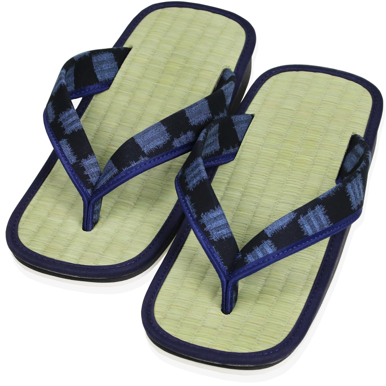 

Morikuru Men s Japanese-Made Igusa Zori Sandals, One Size Fits Most (Foot Sizes 25.5-27.5cm), SG Wonder zone TK01-27, Navy/Checkered