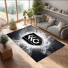 Fulham Football Print Crystal Velvet Rug, Comfortable Water Absorbent Non Slip Indoor Floor Carpet