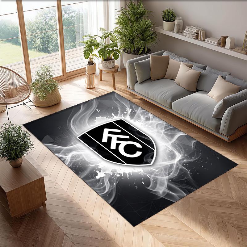 Fulham Football Print Crystal Velvet Rug, Comfortable Water Absorbent Non Slip Indoor Floor Carpet