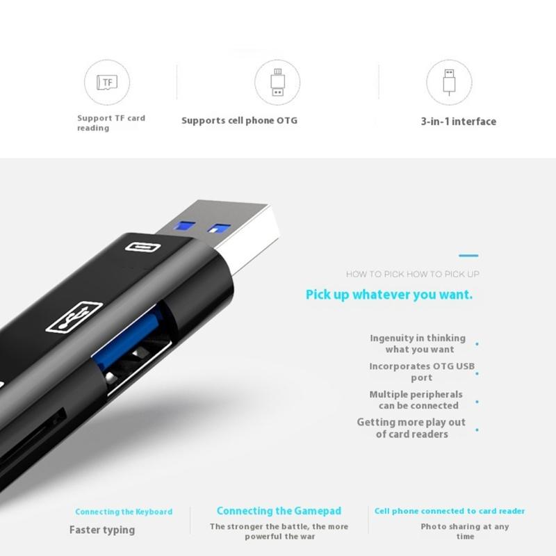 5 in 1 Multifunction USB Type C Memory Card Reader Replacement for Computer Dock Type C Adapter Mobile Device