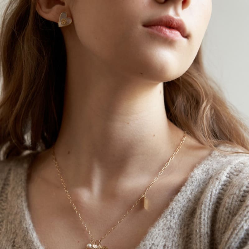 Tatiana Nacre Flower Heart Necklace_NZ1139 (2colors)