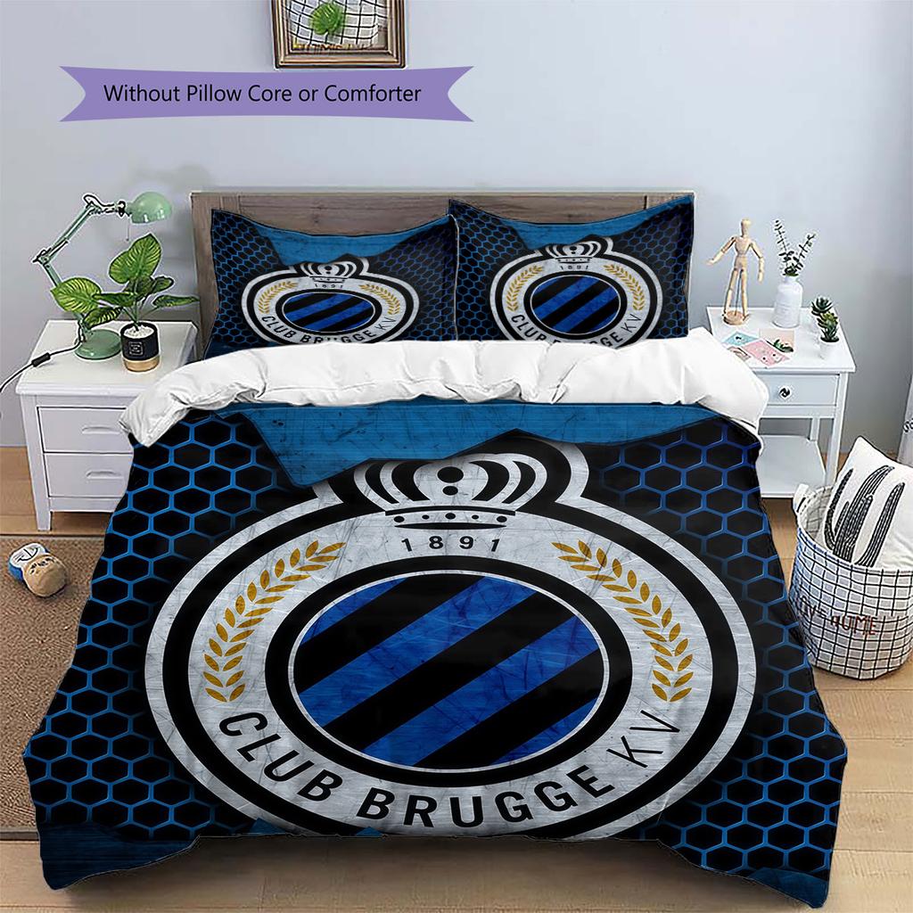 Club Brugge KV Pattern Bedding,Quilt Set Quilt Cover Pillowcase Home Birthday Gift(1 * duvet cover + 2 * pillowcase, without core)