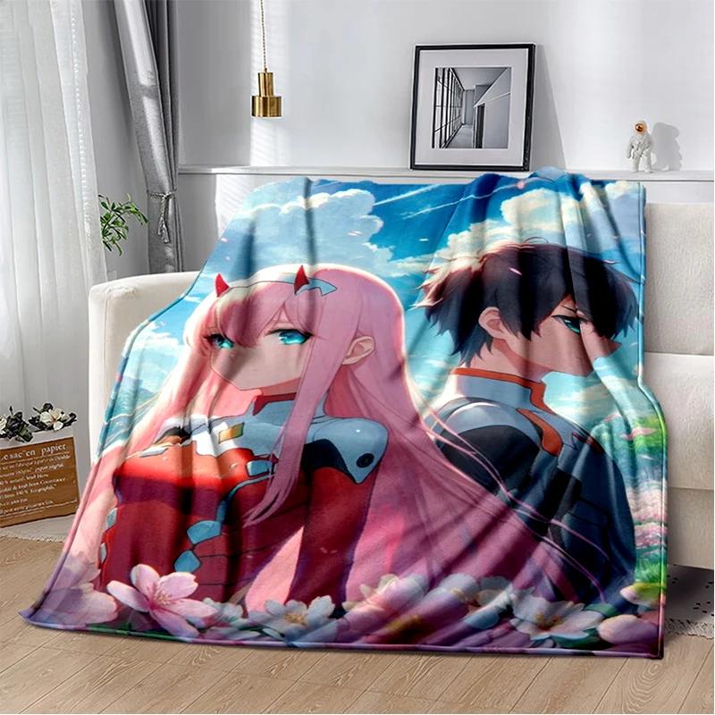 29 Style Cartoon Zero Two 002 Hiro Sexy Girl DARLING in The FRANXX Flannel Blanket,Soft Throw Blanket for Home Bedroom Bed Sofa