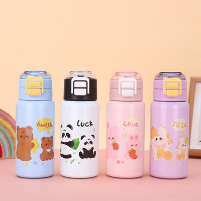 Nový Mofun Kreslený Nerezový Termoska Vysoký Vzhled Odskakující Víčko Hrnek se Slámkou Venkovní Děti Student Praktický Hrnek