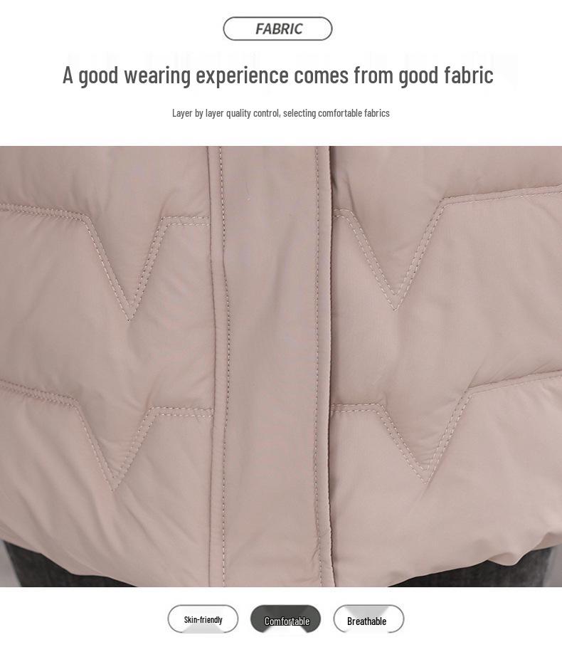 Damen Wintermantel im koreanischen Stil - Schlank geschnitten, dick, warm, mittellang, wattierte Jacke