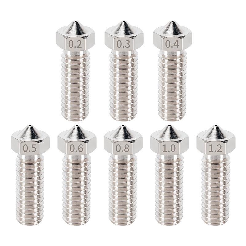 Stainless Steel & Brass Large Aperture E3D Volcano Nozzle, M6 Thread, 3D Printer Accessory