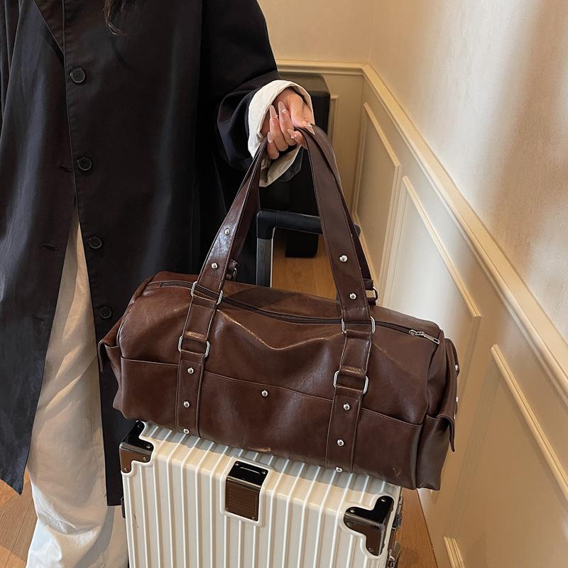 New rivets, short-distance travel, duffel bag, simple commute, business trip, storage bag, unisex accommodation, overnight shoulder bag
