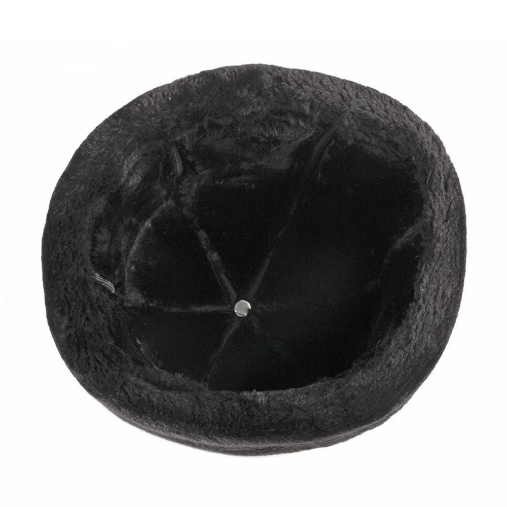 Warm Thick Winter Hat Fleece Lined Black Men Hat Fur Leather Windproof Snow Ski Cap Winter