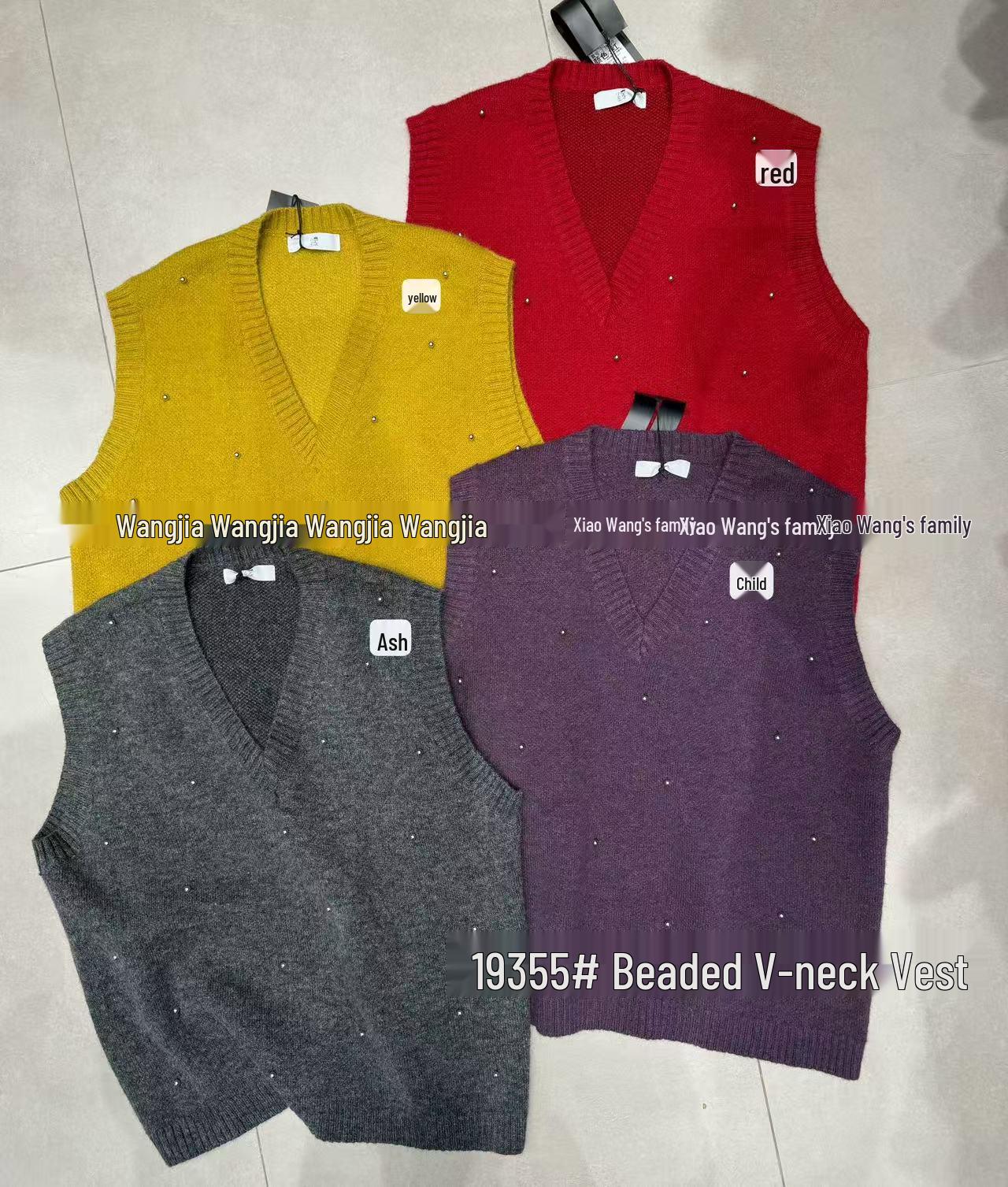 

Зимний жилет свитер с V-образным вырезом и бусинами большого размера в корейском стиле от Сяо Вана One Size фиолетовый