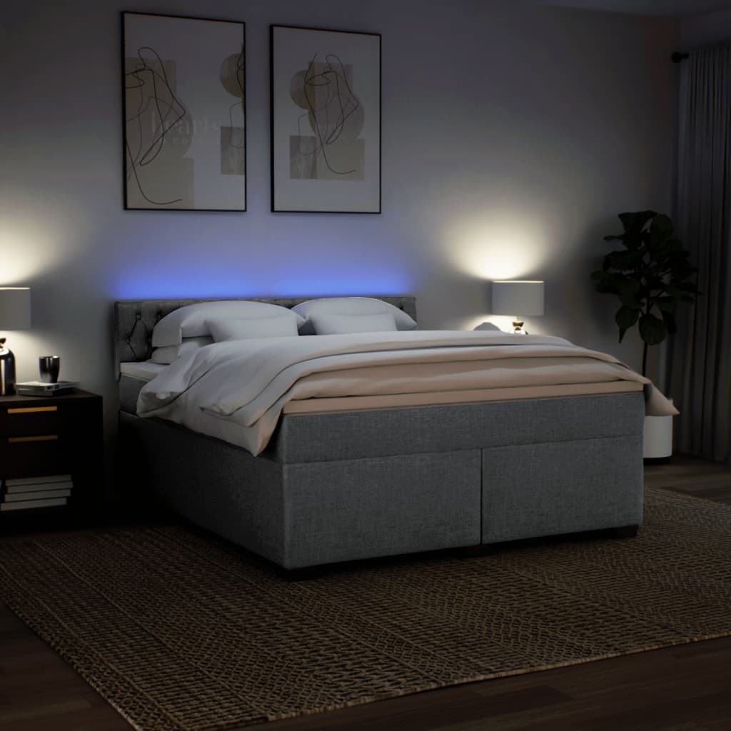 Vidaxl Letto Continentale Con Materasso, Grigio Chiaro, Tessuto, 180X200Cm