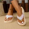 Women's Floral Pattern Stylish Slippers Loss Lightweight Beach Platform Slippers Women's Footwear Breathable Open Toe Toes