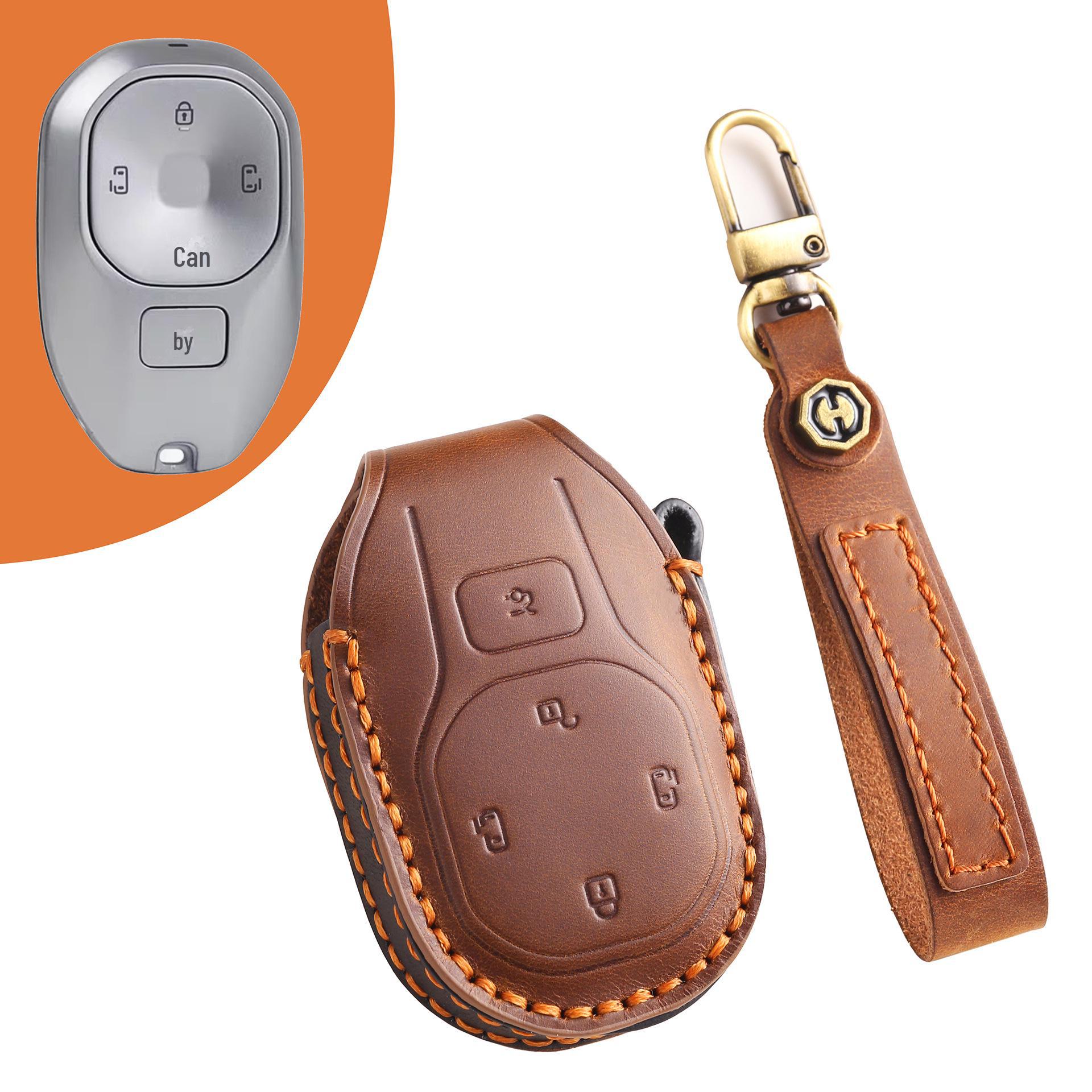 

Премиальный чехол для ключей из натуральной кожи для автомобиля GAC Trumpchi E8 на новой энергии коричневый