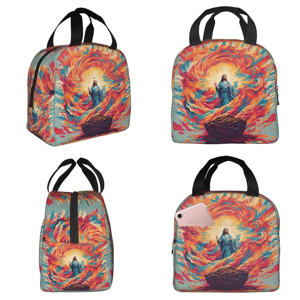 Resurrected Jesus Jesus Biblical References Insulated Lunch Bag for Women Office Cooler Thermal Food Box Tote Lunch Boxes