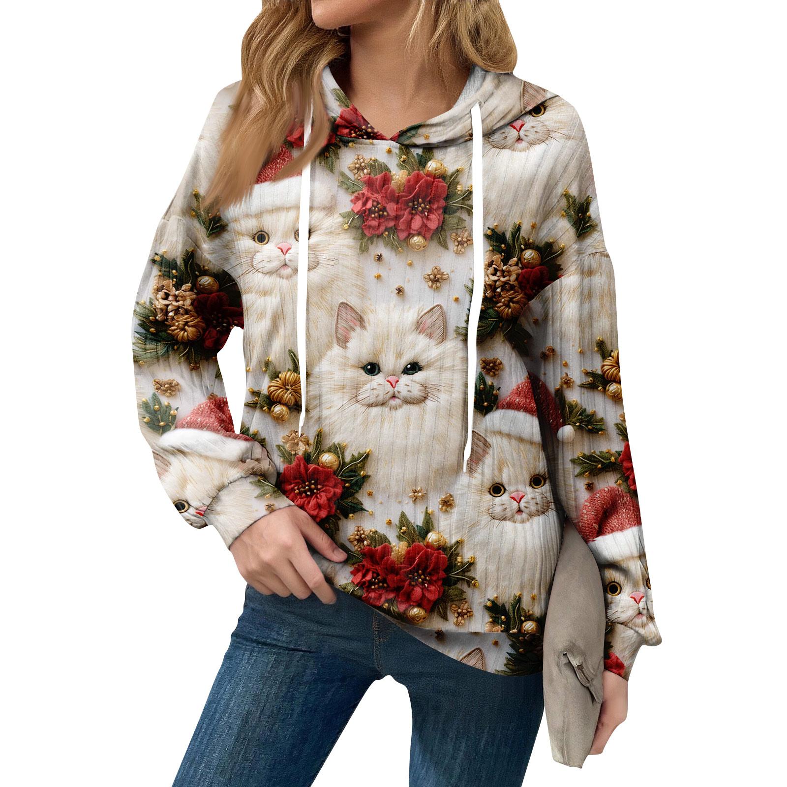 

Толстовки для женщин оверсайз зимние милые свитшоты пуловер трендовая осенняя одежда XL белый