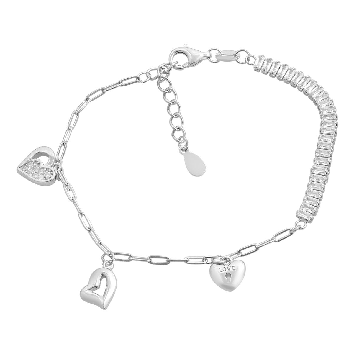 

Silver bracelet with cubic zirconia, product weight 4.65 g (2177418) 17-20cm білий