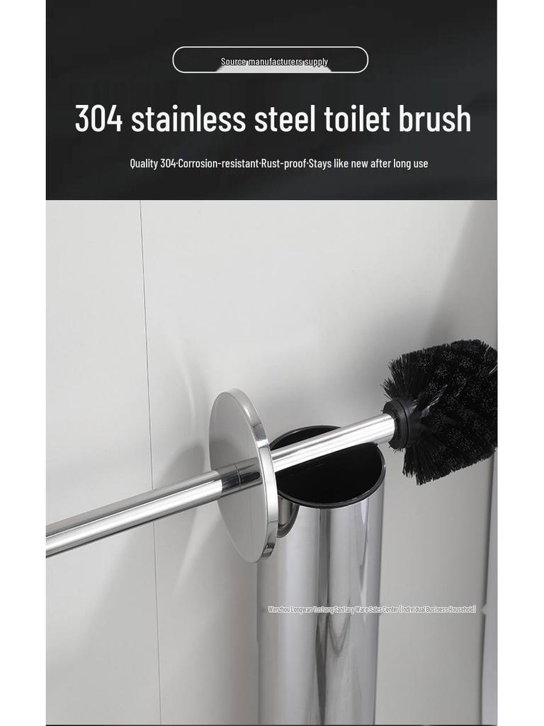 304 Stainless Steel No-Drill Hanging Toilet Brush Set with Deodorant