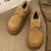 Semsket pels Plattform Dame Ankel Snøstøvler Flats Loafers Merke Plysj Varm Bomull Mellomhæler Sko Trend Mote Koselige Sko Botas Mujer