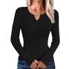 Women's Casual Solid Color V Neck Slim Button Knit Sweater Long Sleeved Base Sweater Sweater