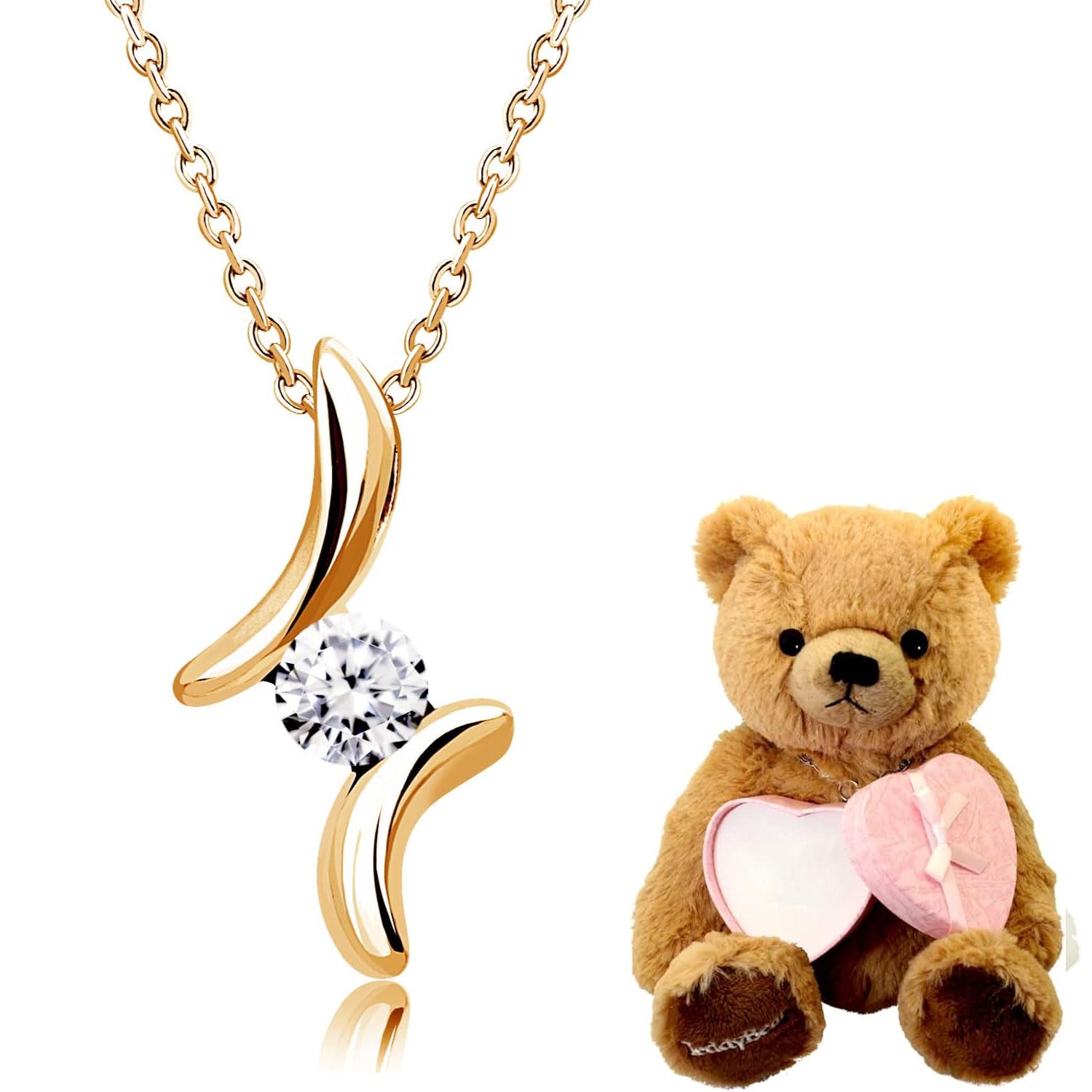 

Ожерелье Teddy Bear Cubic Zirconia CZ Single Drop Pink Gold Color [Sears] Женское sp2361-tdt-01-b-pg