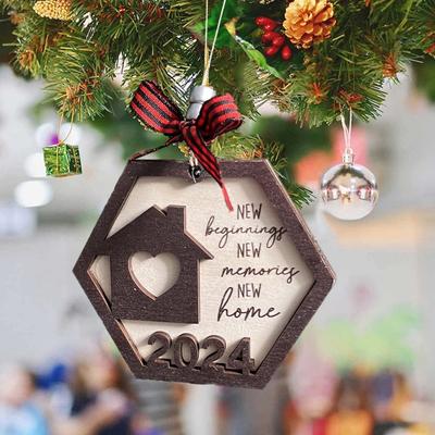 2024 Nowy Rok Nowa Nowa Wisząca Dekoracja Nowy Początek Wspomnienia Dom Bowknot Drewniane Rzemiosło Wielokrotnego Użytku