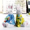 Easter Bunny Figurine Resin Woven Rabbit Ornament Desk Decoration Festival for Children Day Birthday Wedding Gift Supply