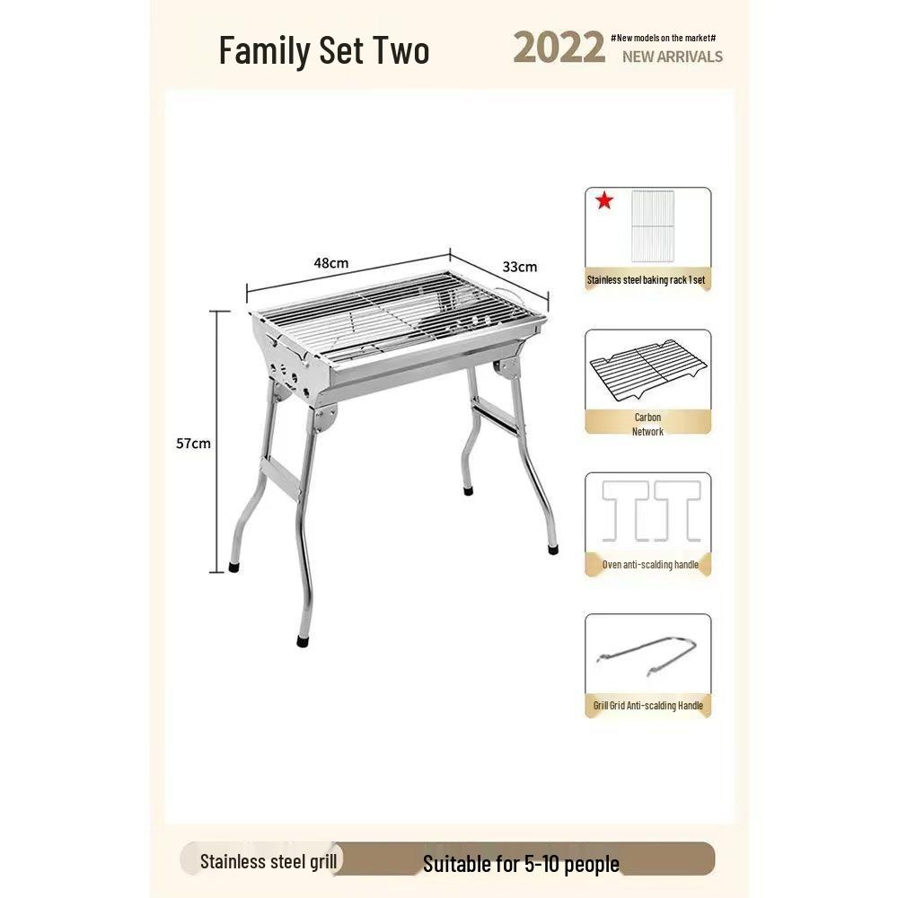 Portable Outdoor Folding Charcoal Barbecue Grill Rack