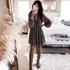Women's Short Dress, Spring and Summer A Line Loose Sexy Leopard Print Dresses Ladies Lantern Sleeve V-neck Casual Elegant Party Club Female Dress
