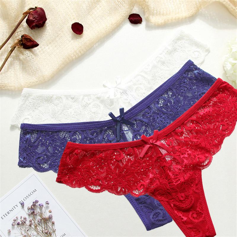 3ks/ šarže Sexy krajkové spodní prádlo pro dámské T kalhotky krajka s nízkým pasem bezešvá velká tanga
