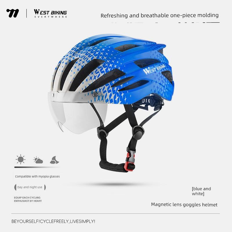 Bicycle Helmet with Color-Changing Goggles, Unisex One-Piece Mountain and Road Bike Safety Helmet Accessories