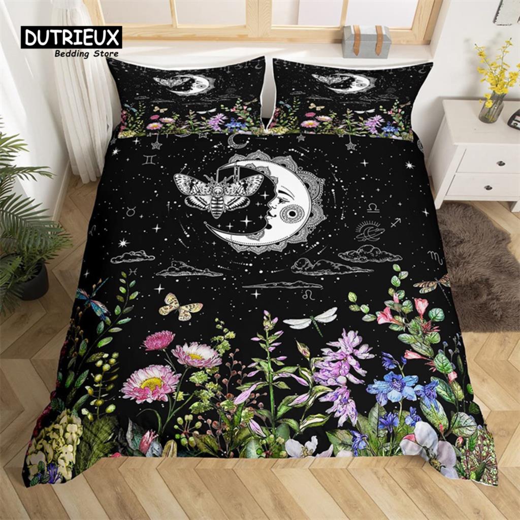 Breathable Trendy King Queen Dragonfly Size Chic Animal Polyester Bohemia Mandala Flowers Bed Comforter