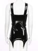 Dress with Garter Belt Women Sleeveless Patent Leather Mini Dress Bodycon Pencil Clubwear